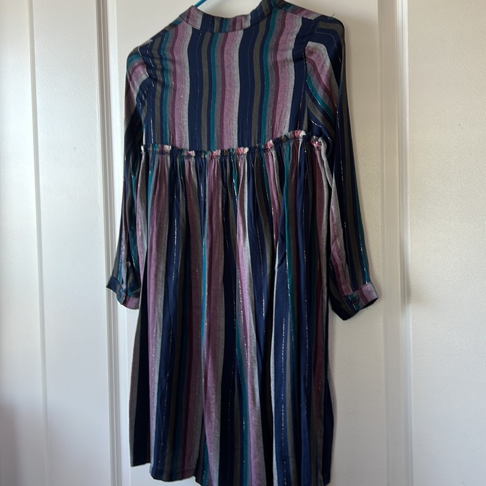 Bella Dahl striped eggplant hue striped shirt dress. Size 14 soft rayon - Picture 7 of 8